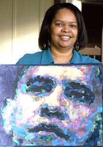 Diana Bracy and her Fiber Mosaic of Obama